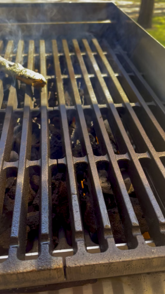 Charcoal and Pecan wood to season baby