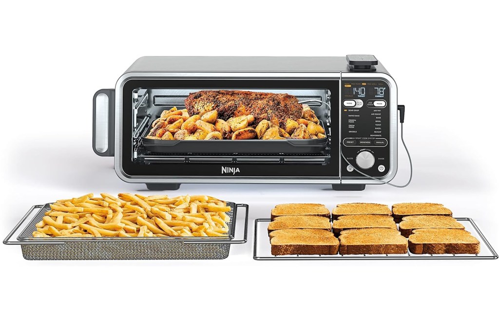 A Ninja brand toaster oven with food inside
