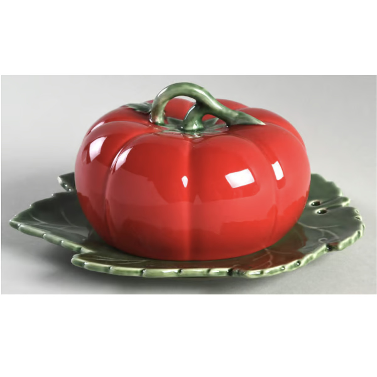Bordallo Pinheiro Round Covered Butter Tomato.
