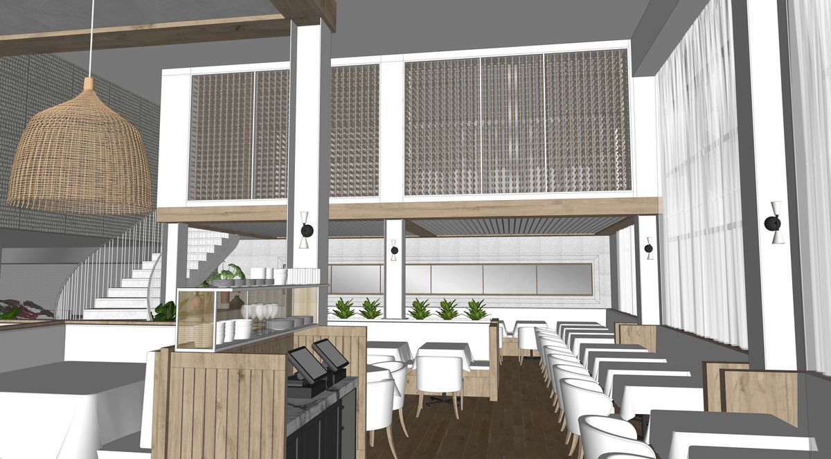 A rendering of Simi Estiatorio’s dining space