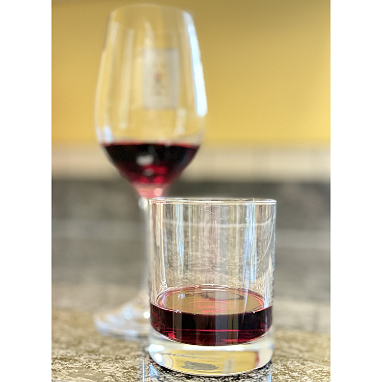To test a hypothesis, I poured samples of Seméli Agiorgitiko into this 8-ounce tumbler and Riedel "Wine Friendly" glass. Did the glass matter? Read on!