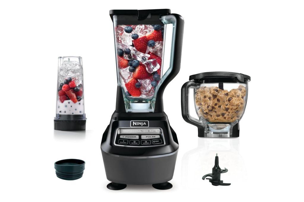 A Ninja blender with different accessories.