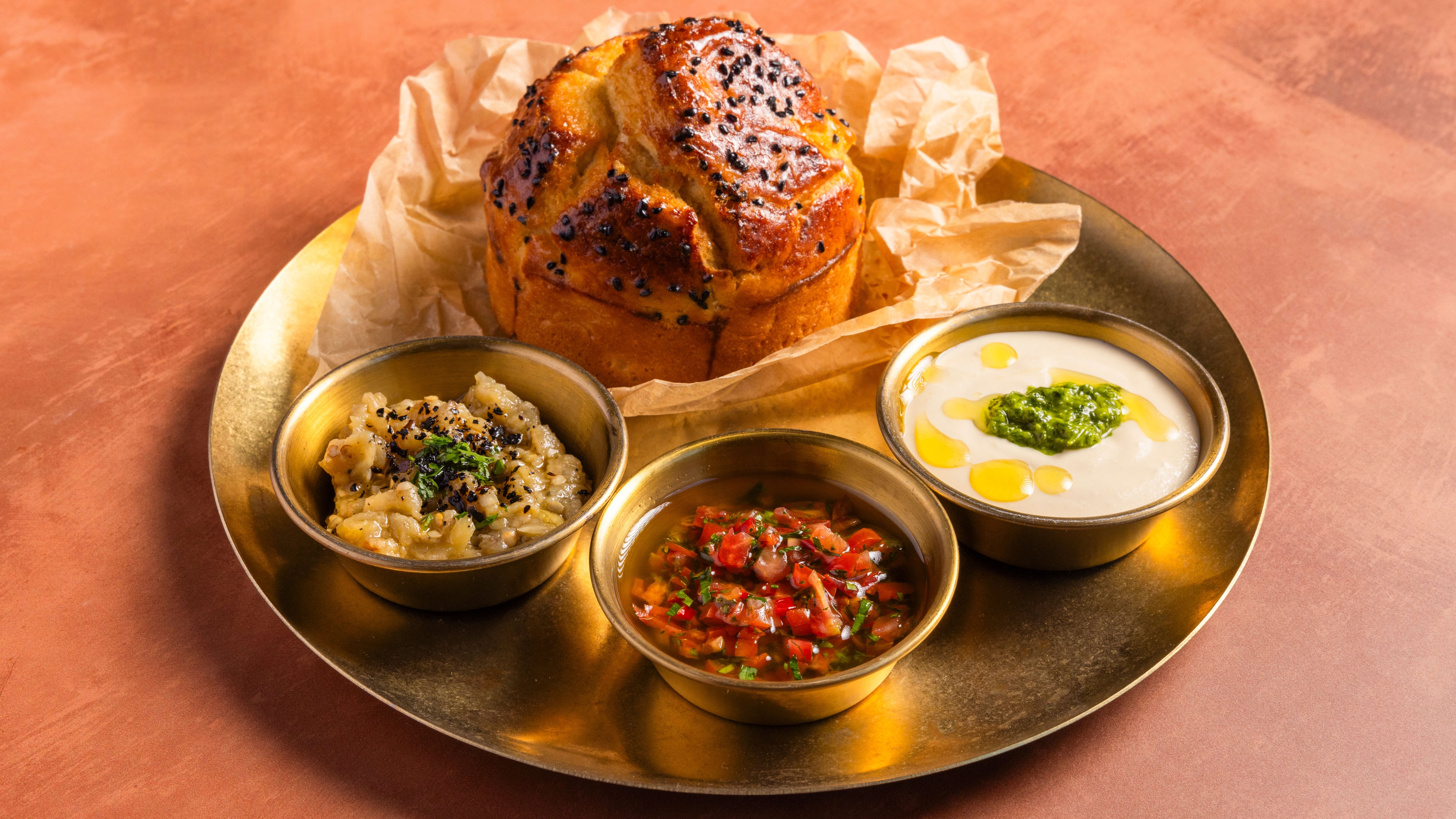 Delamina Townhouse’s kubaneh with zhoug, salsa and smoked aubergine