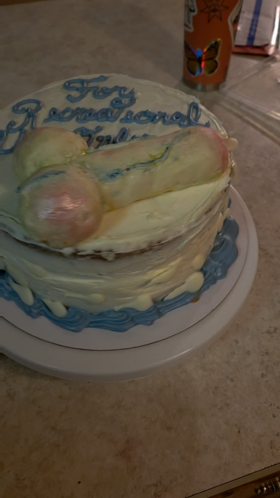 My husband had a vasectomy and he was horrified by the cake I made.