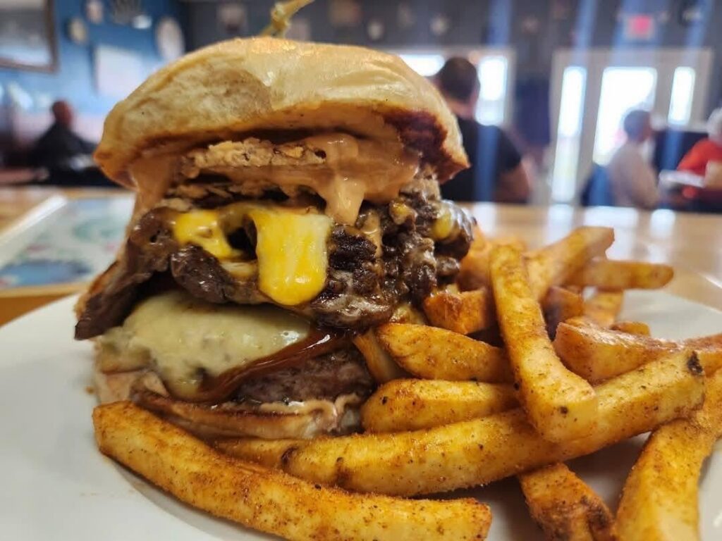 double Patty Cowboy burger with munster