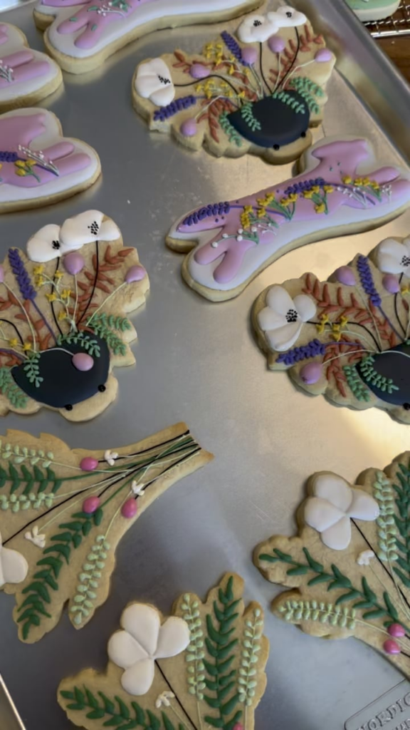 36 cookies for my Aunt’s floral guild! I’m a slow decorator so this took a couple of days. More flowers please!