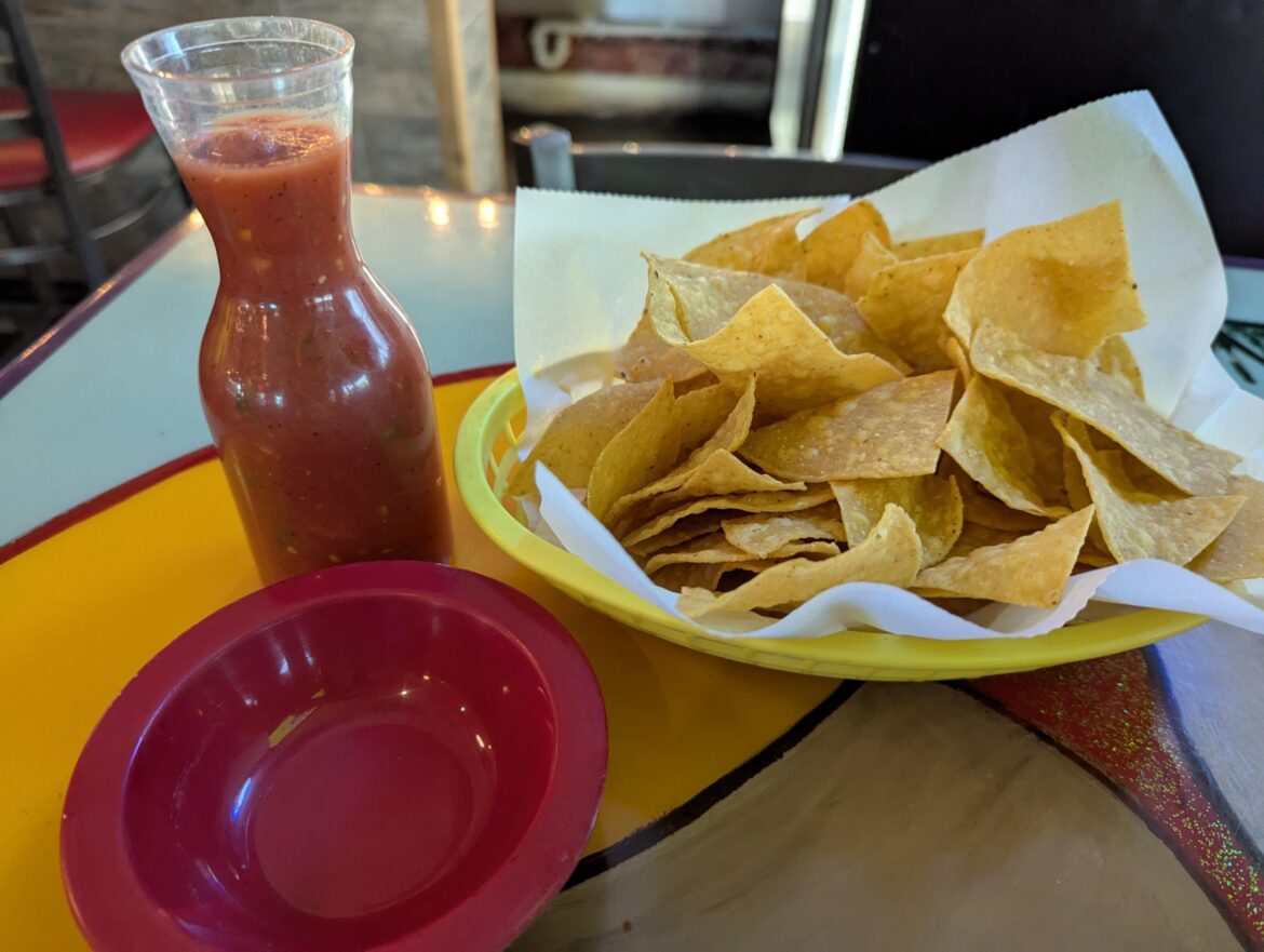 Shout-out to this restaurant for giving all their guests a mini carafe of salsa