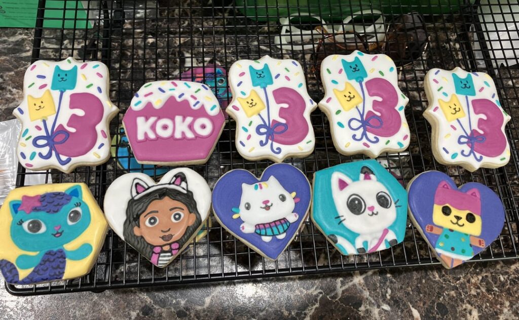 My first ever character cookies and first time using a projector