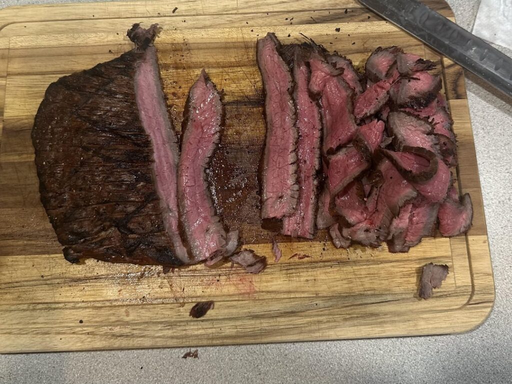 Chargrilled flank with a grilled Caesar Chargrilled flank with a grilled Caesar