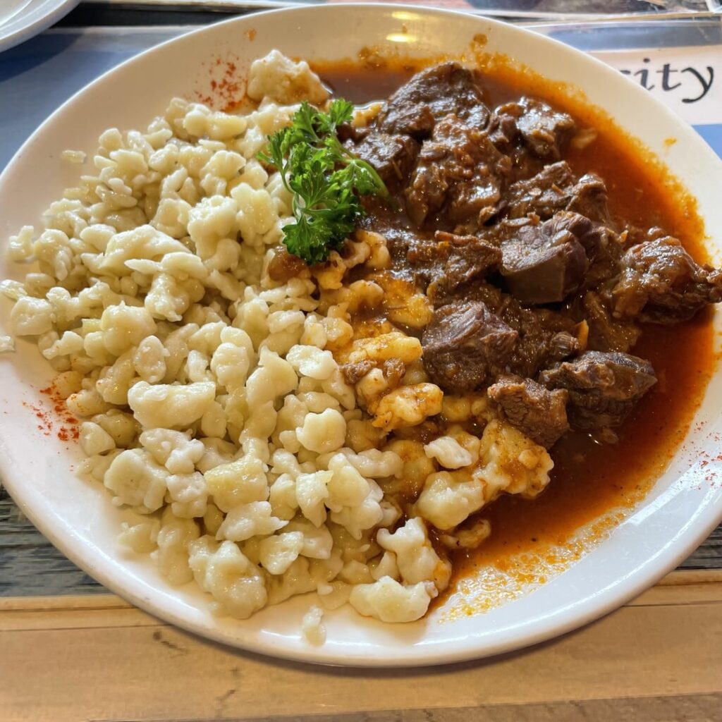 Beef Stew and Somloi Galuska at Budapest Restaurant