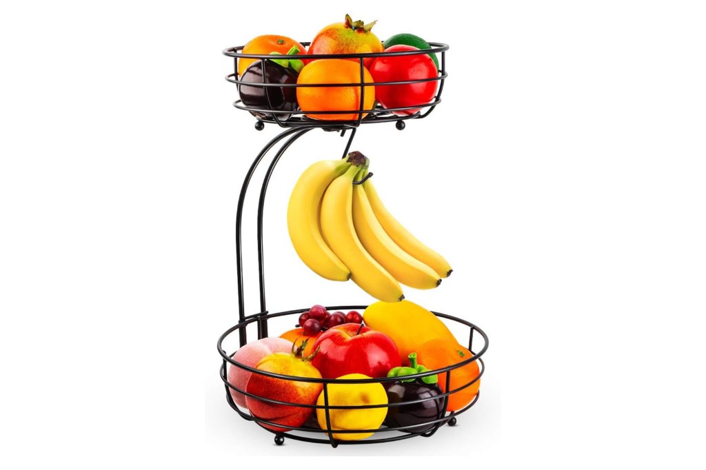 A fruit and vegetables in a metal basket