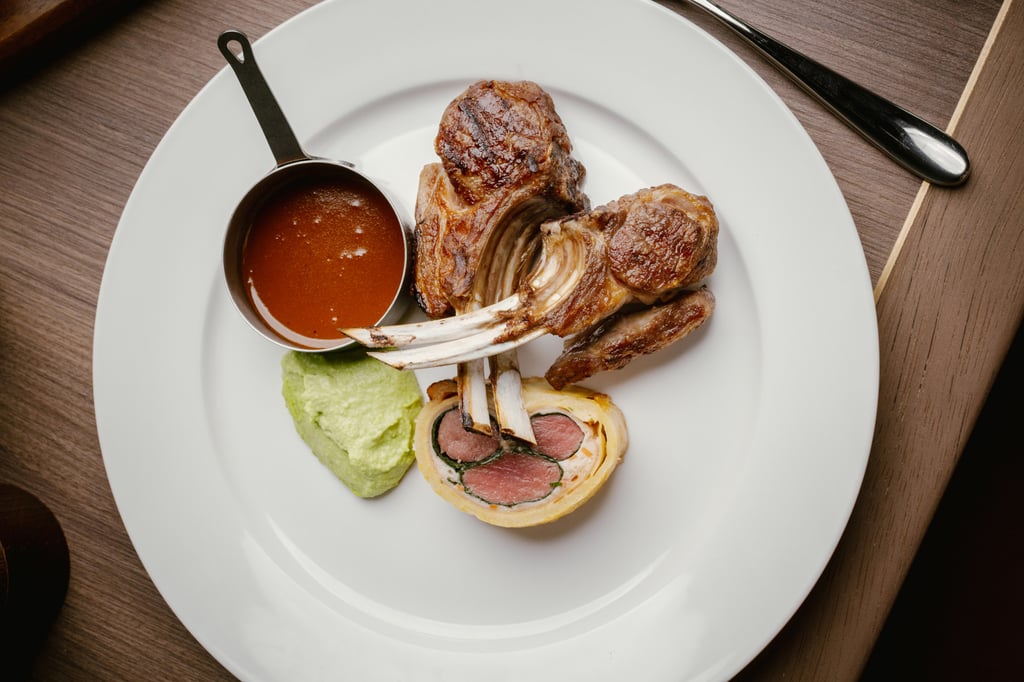 Omaroo New Zealand coastal lamb rack and lamb fillet Wellington. Photo: Handout