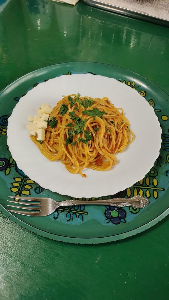 Thid is spaghetti with meat sause in the style of Japan.