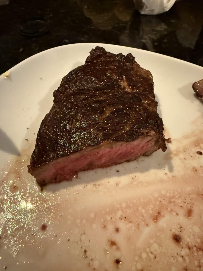 Wife cooked me up an American Wagyu ribeye from Costco. How did she do?