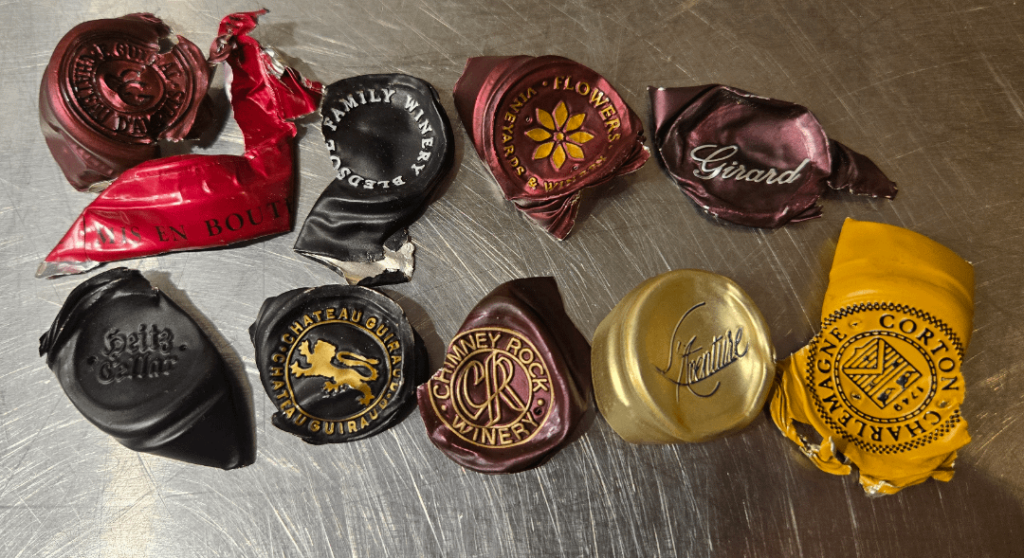 Accidentally saved my foil caps in my pocket from wine I sold the last few days. A fun little recap!
