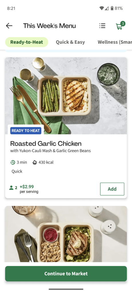 Ready to heat meals?