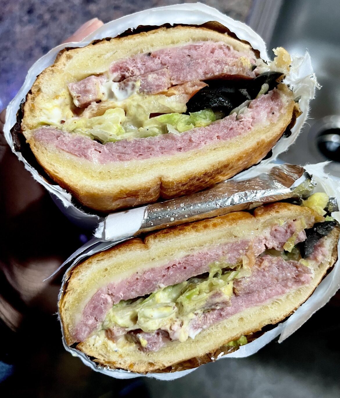 Original Hot Salami on Garlic Cheese Bread