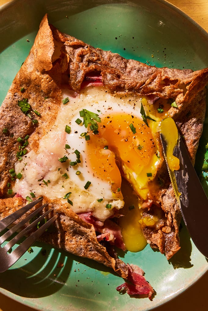 buckwheat galettes with ham egg