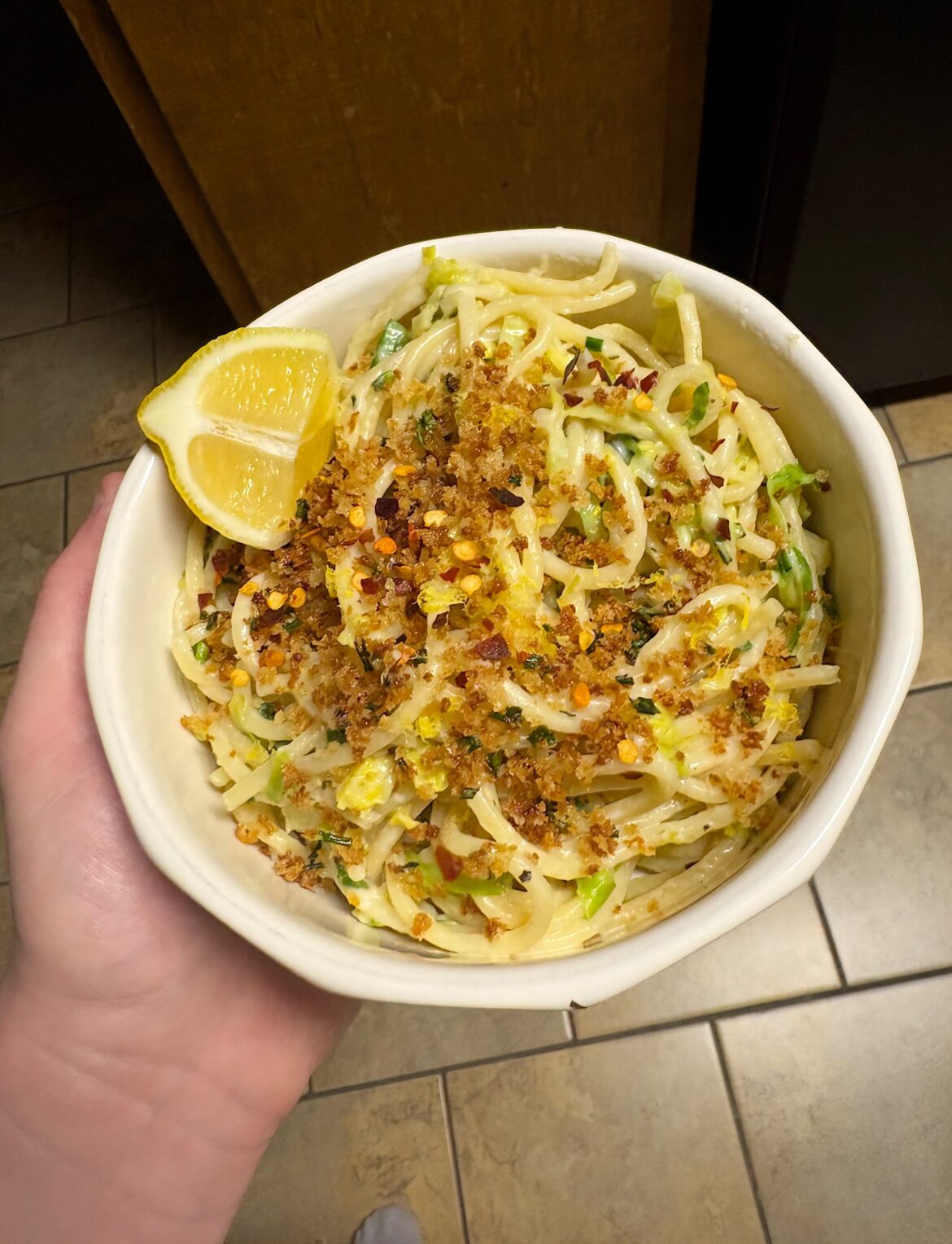 Lemony Spaghetti with Brussels Sprouts