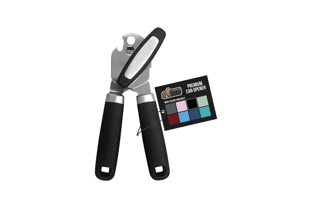 A can opener with a label