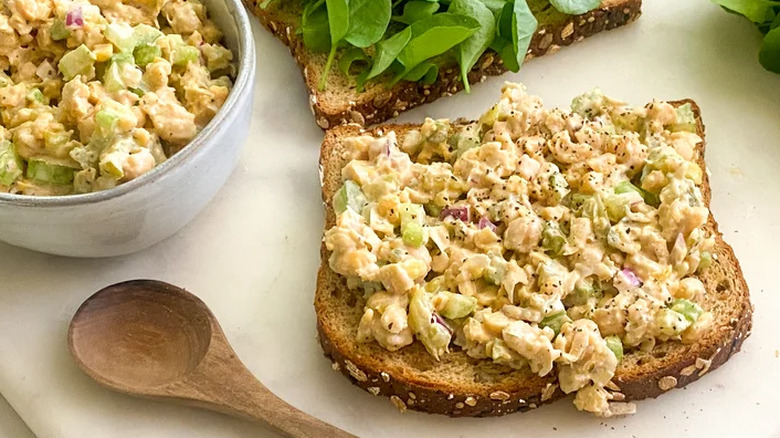 Chickpea mix on sandwich bread