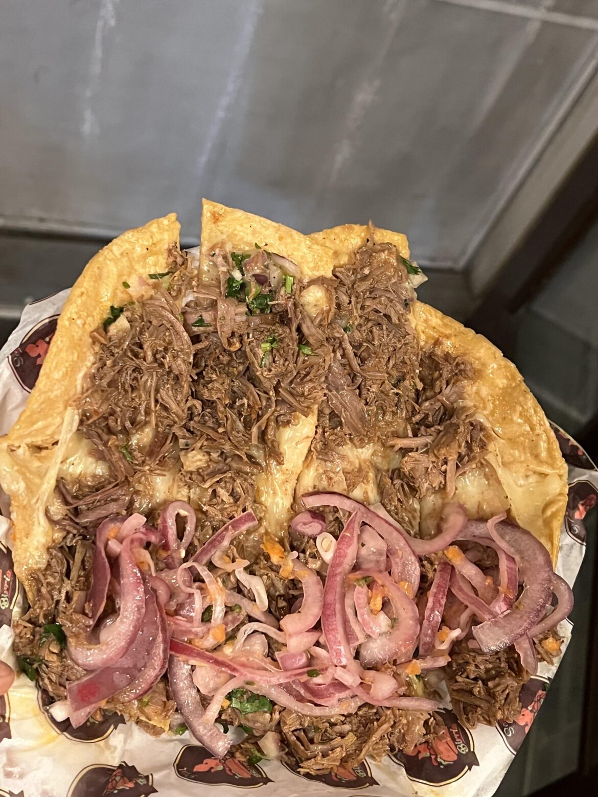 The only way to eat a birria quesadilla…