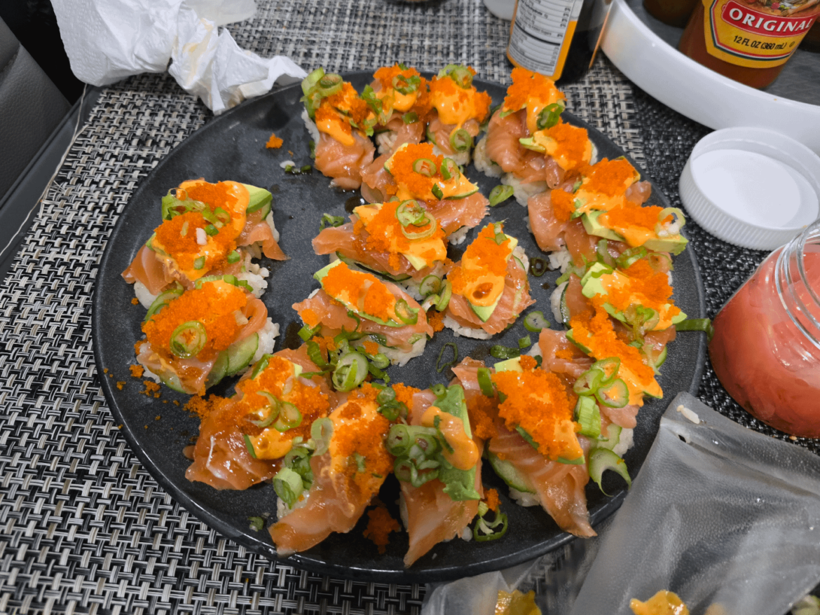 My Nigiri with extra stuff.