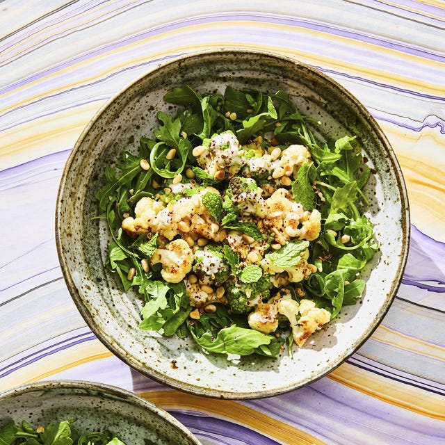 cumin roasted cauliflower and romanesco salad