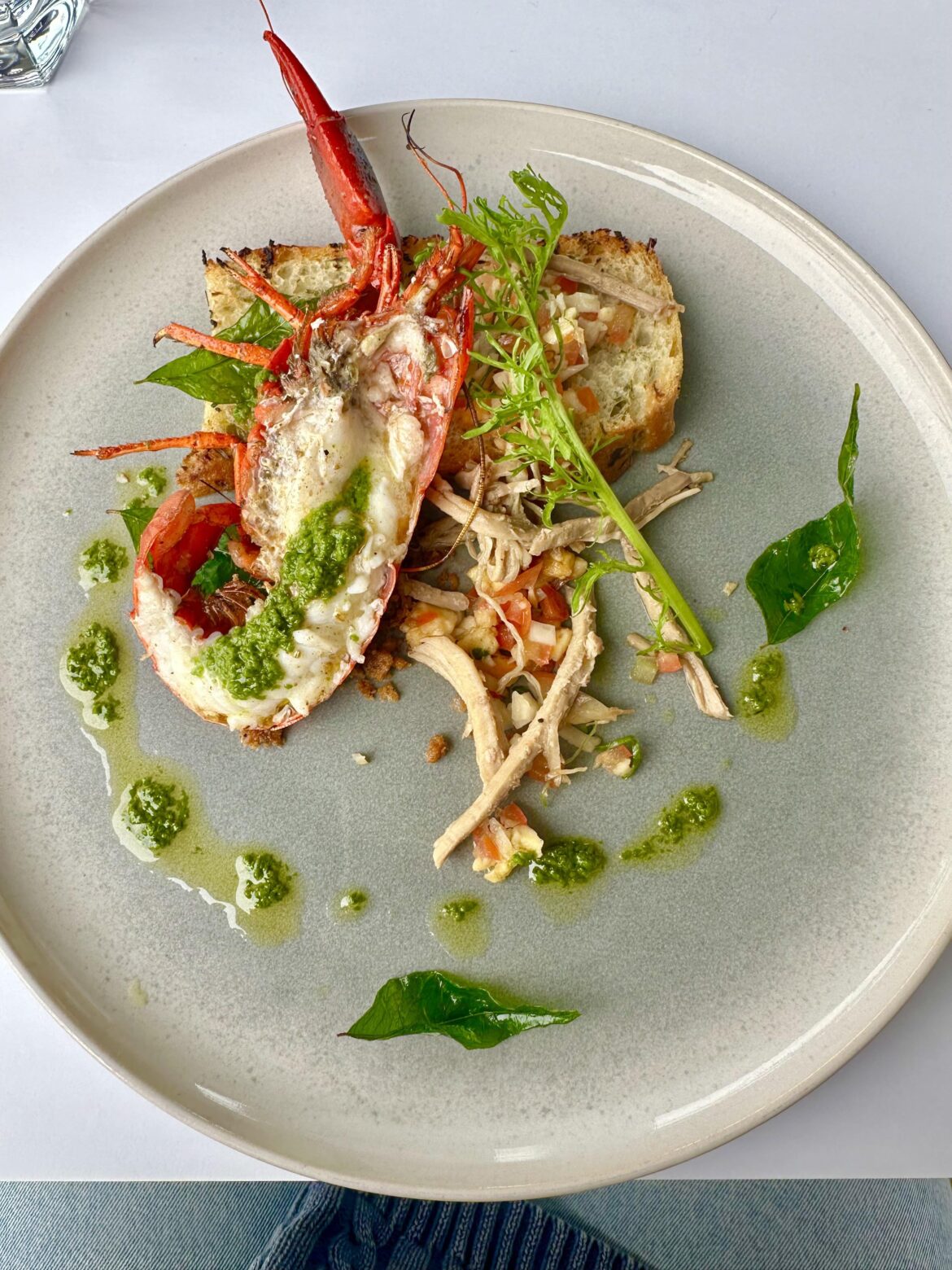 Roast marron with pork & apple slaw