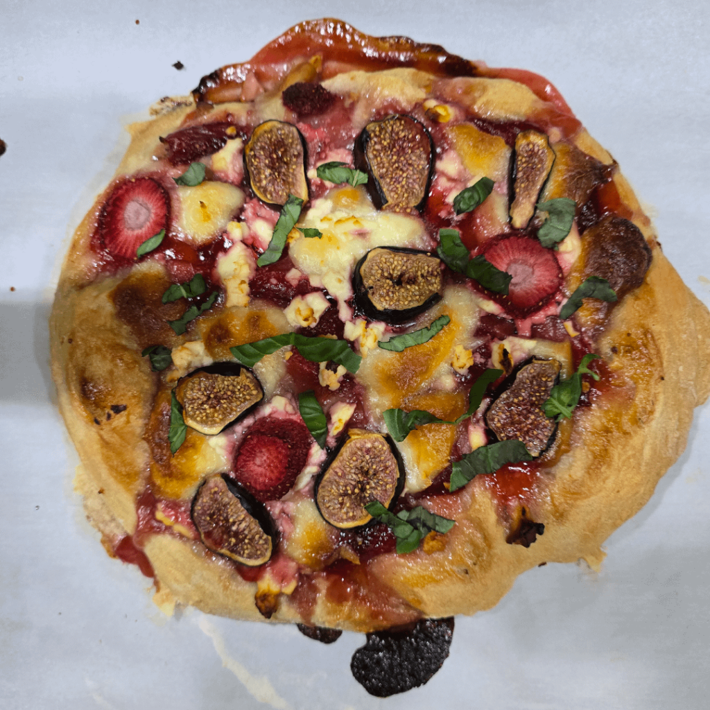 Strawberry basil fig pizza