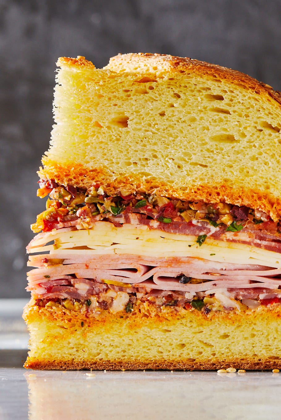 slice of muffuletta