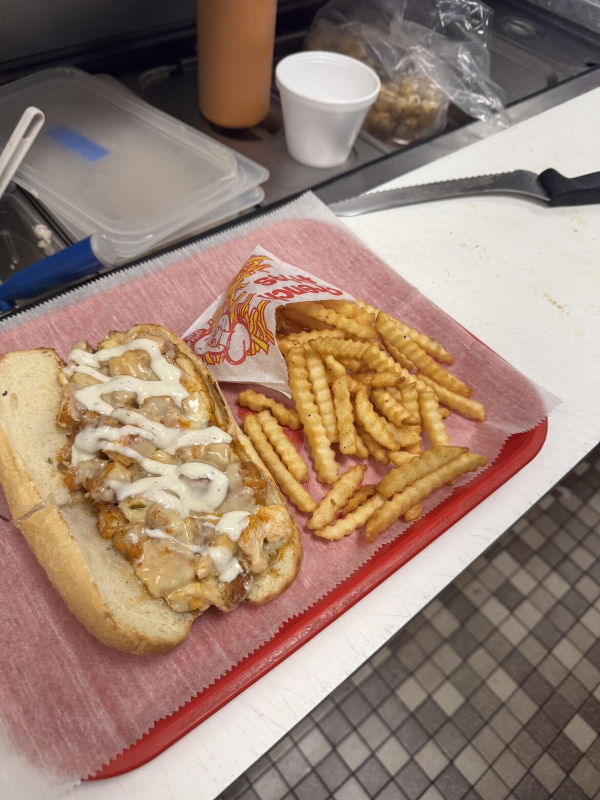 Buffalo chicken ranch and some crinkle cut fries ftw