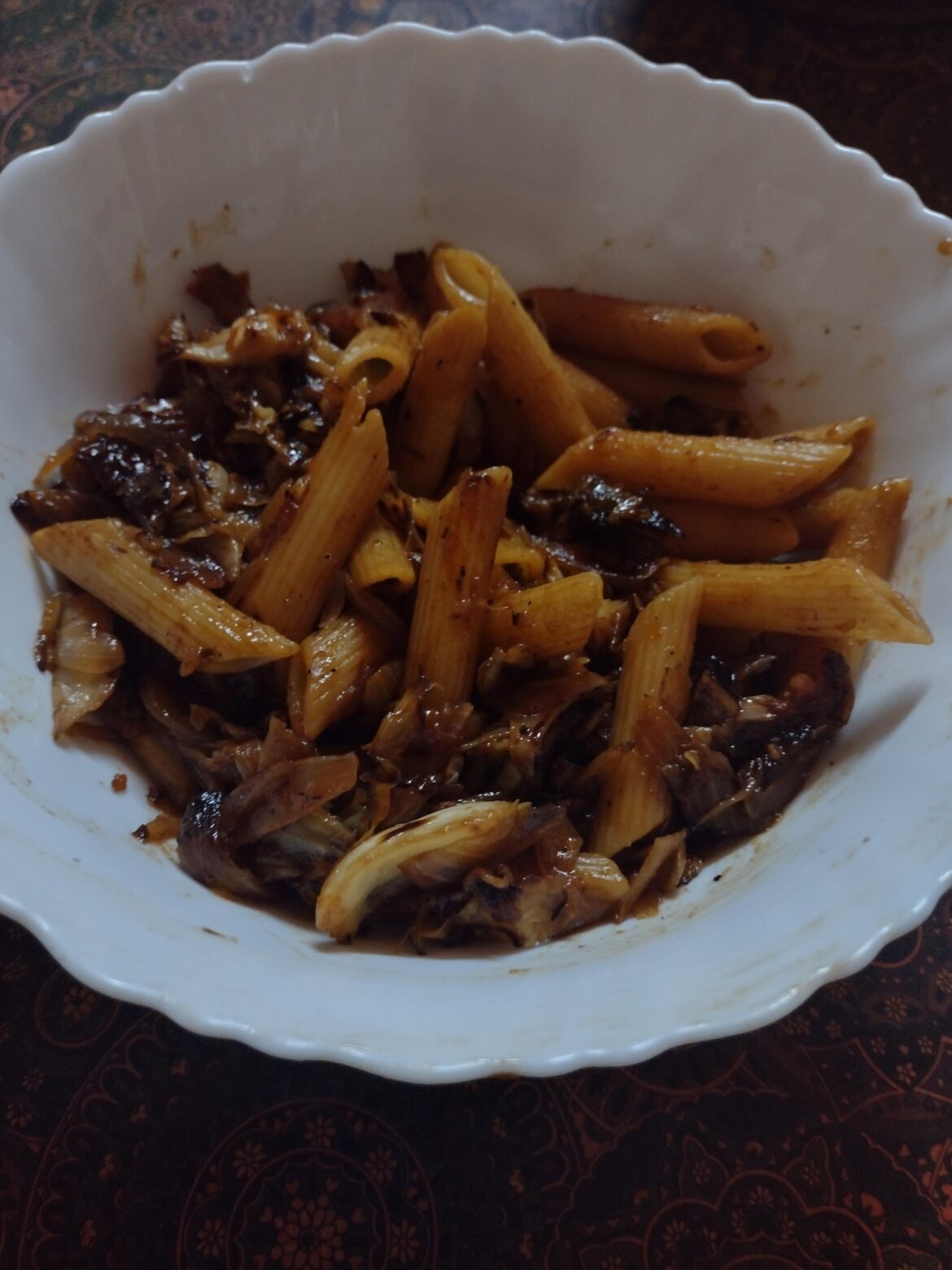 One of my more successful experiments (I think) - Caramelized Onion and Cabbage Pasta