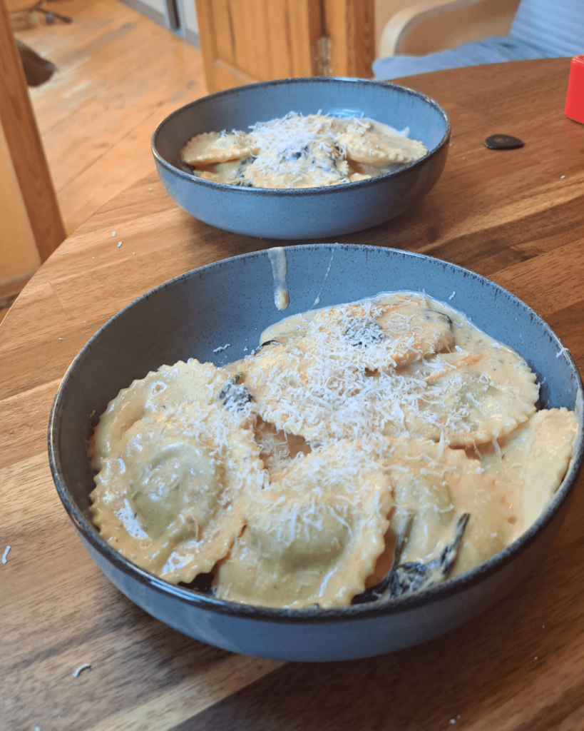 Made some ravioli with roasted cauliflower and zucchini filling