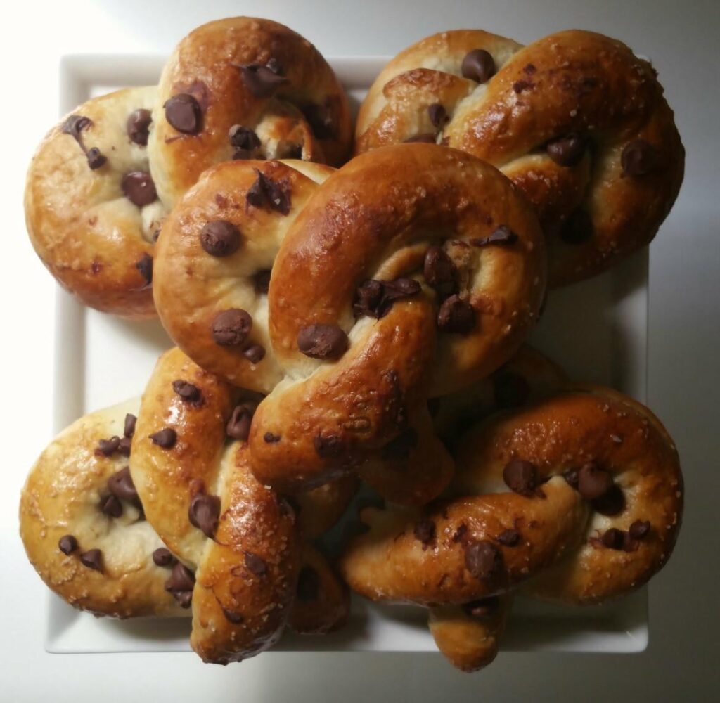 Chocolate Chip Cookie Dough stuffed Pretzels