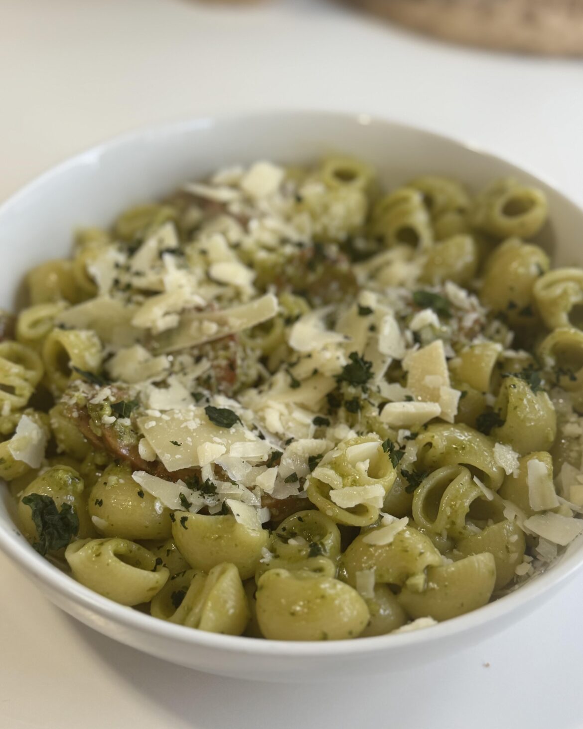 Pesto with sausage
