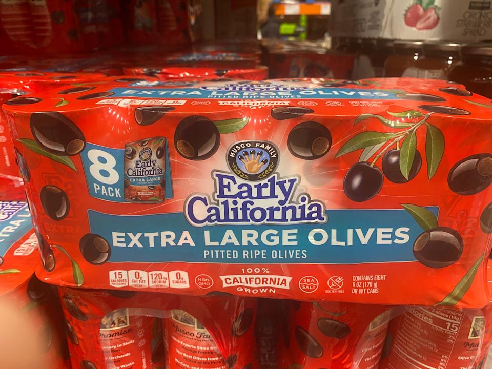 Early California extra large olive cans at Costco 