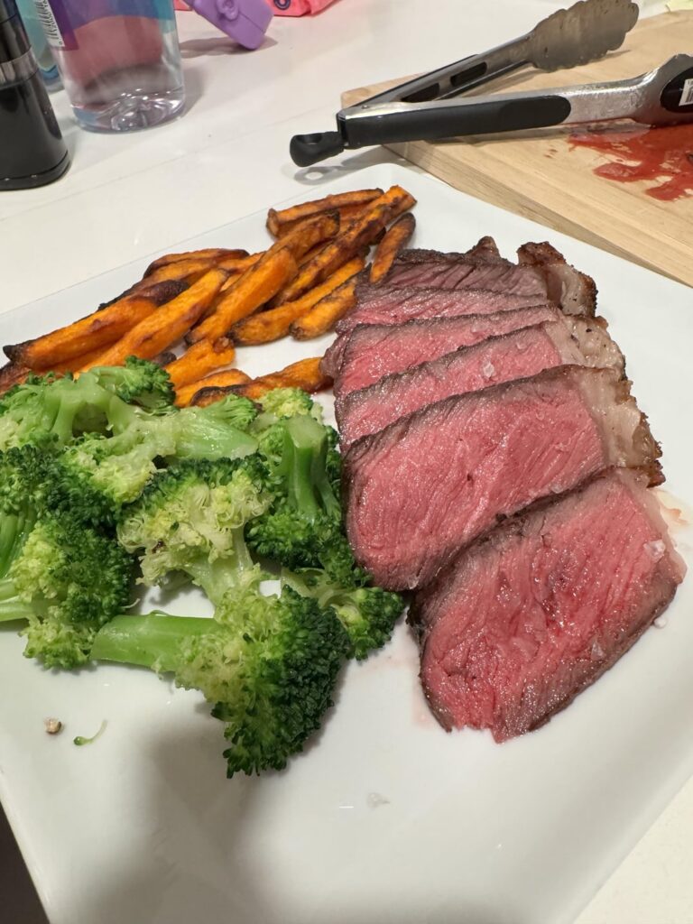 My BF (who grew up eating only well done steak) cooked this for us ! He’s changed!!