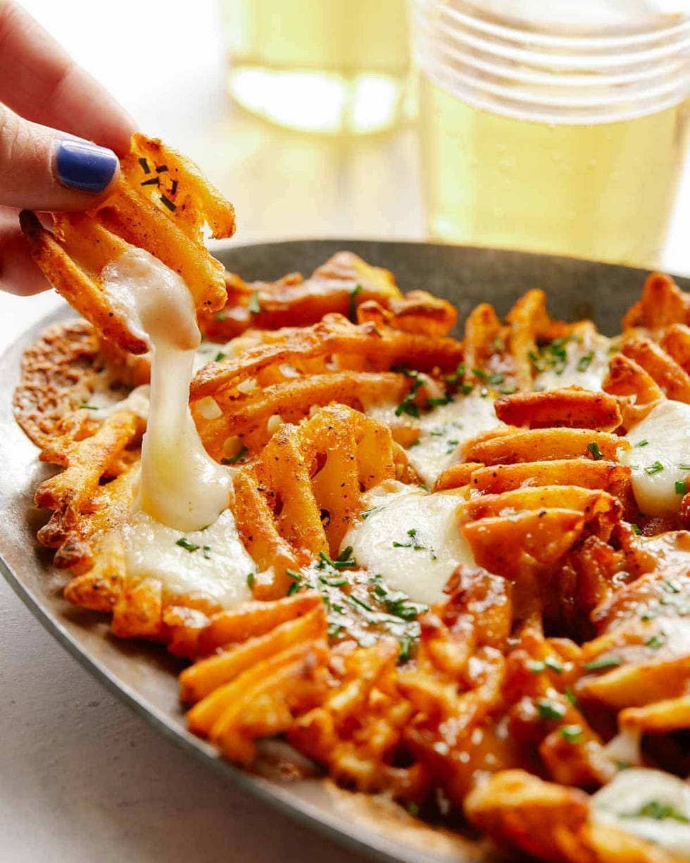 french fry recipes poutine waffle fries