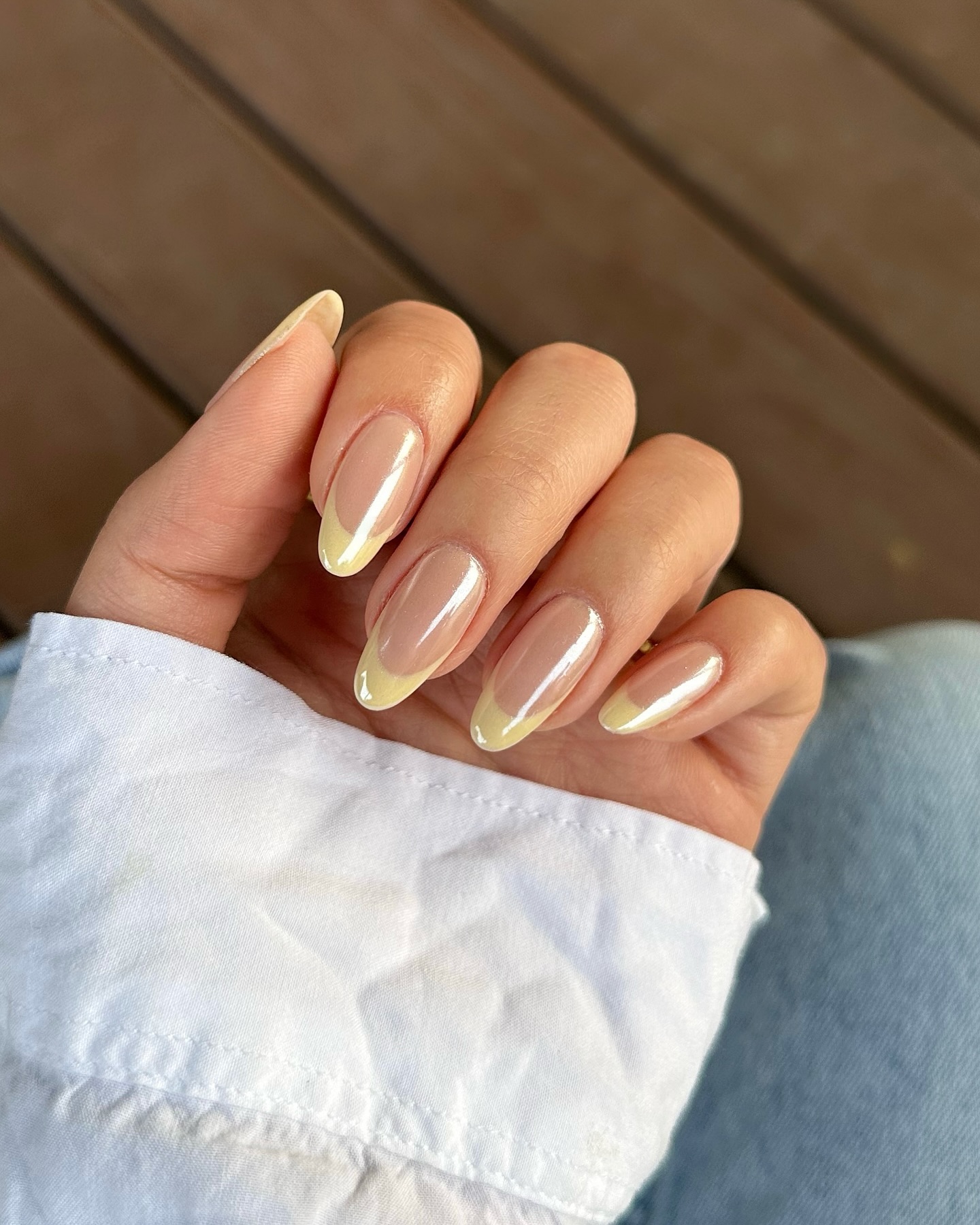 Butter yellow French tip nail (Instagram)