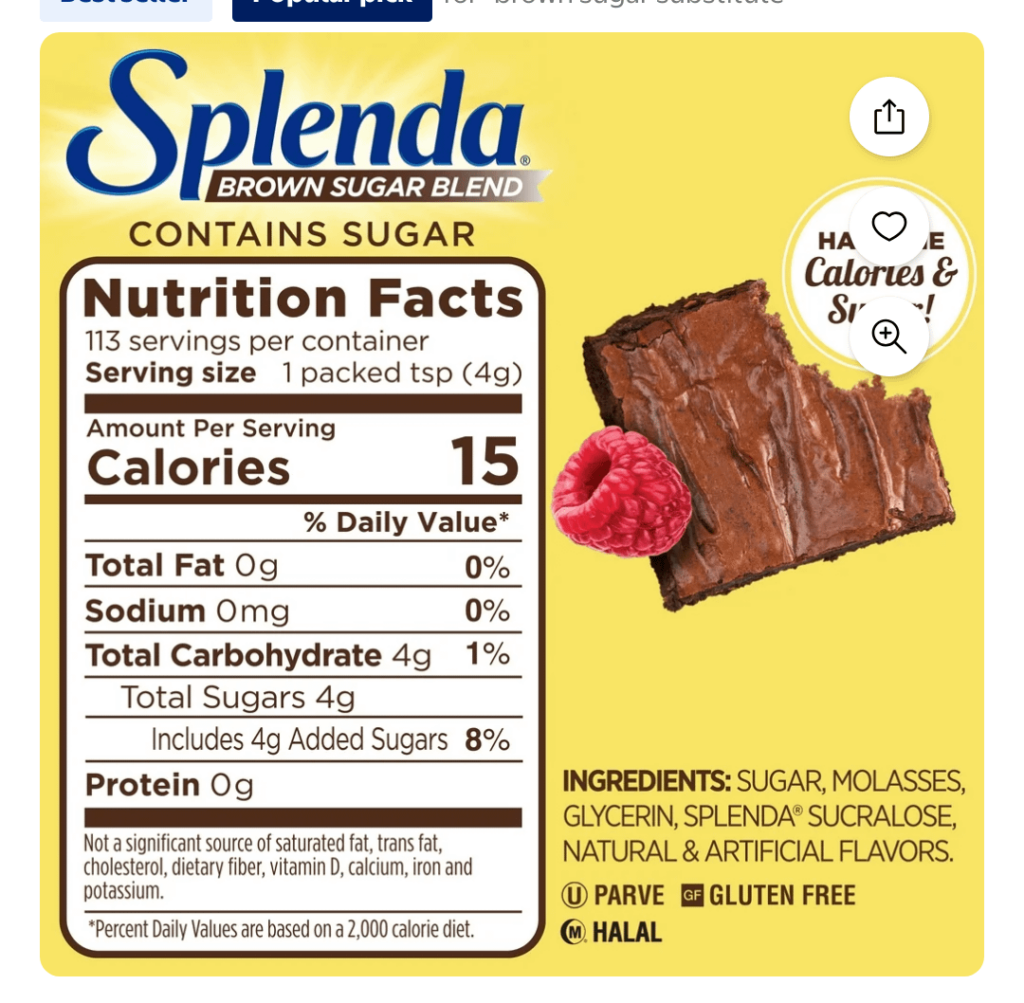 I feel like an idiot for paying more for the Splenda brown sugar blend. Don't make the same mistake I did!
