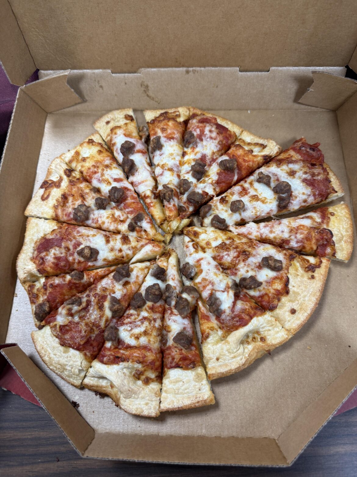 Pizza Hut cut a pizza into 15 slices