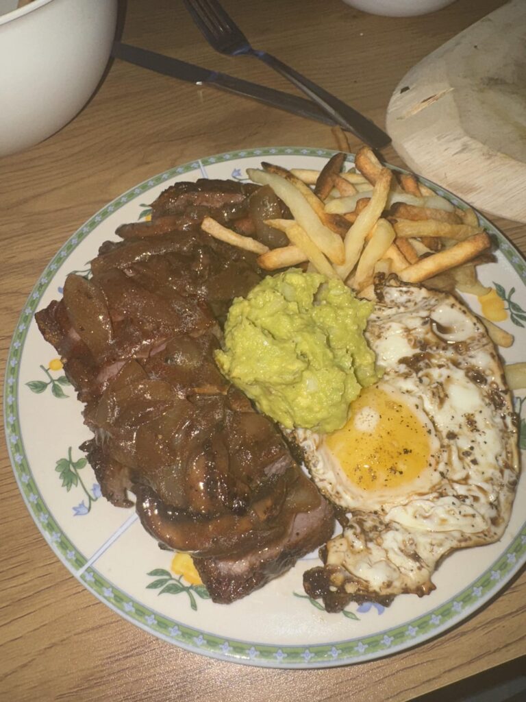 Steak dinner i made for me and my roommate