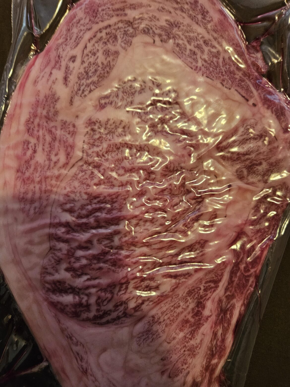 A5 wagyu. Gonna pan sear it later and use the rendered fat to sear some strip steaks