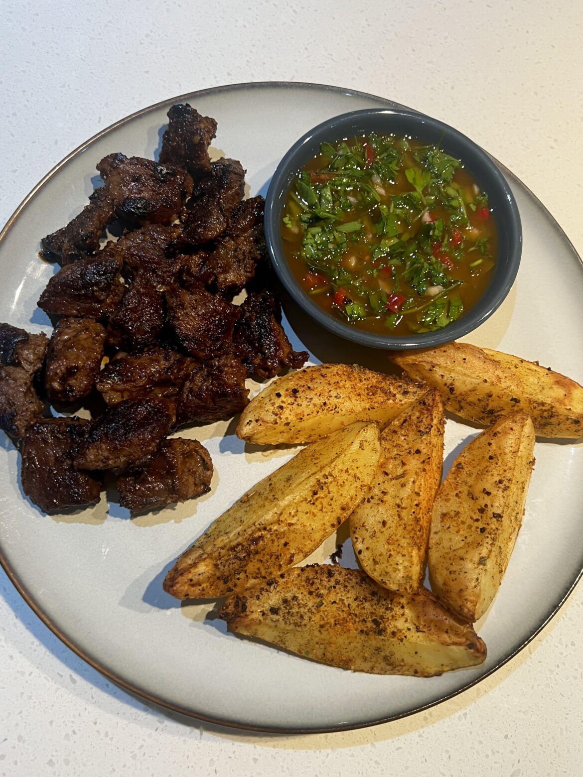 Homemade Chimichurri Sauce with Steak.