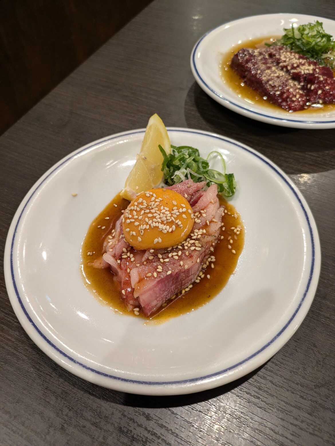 Yakiniku appetizer. Yukhoe made from Japanese Wagyu black beef. No salad needed…