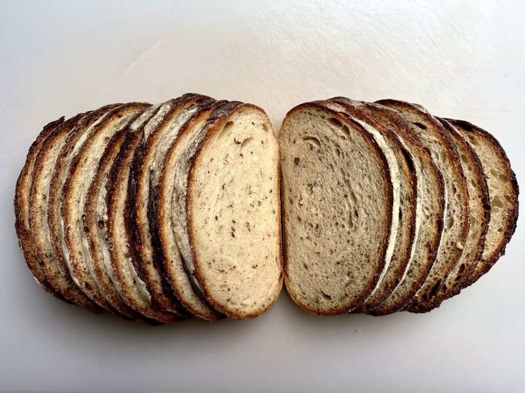 My first rye bread (no knead with caraway)