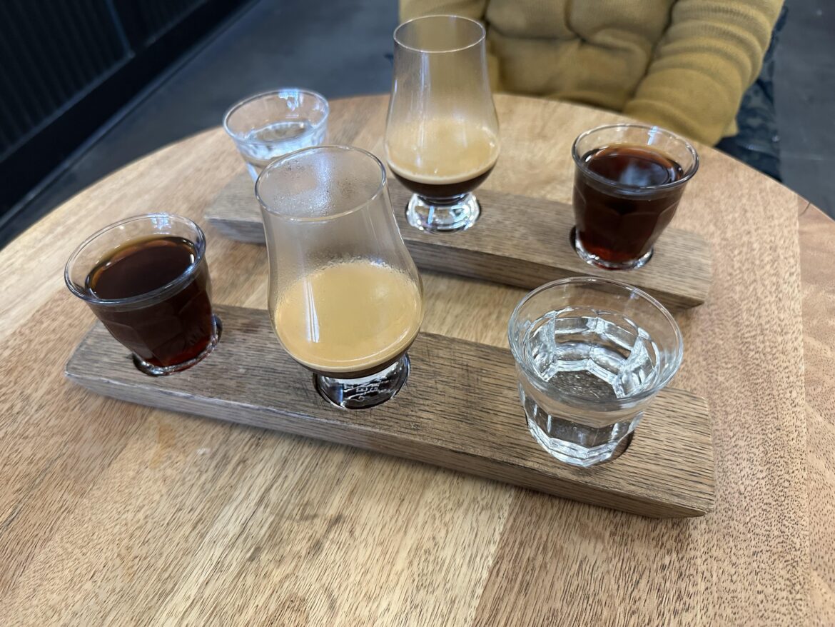 An espresso "flight" at Sterling Coffee Roasters in Portland, OR
