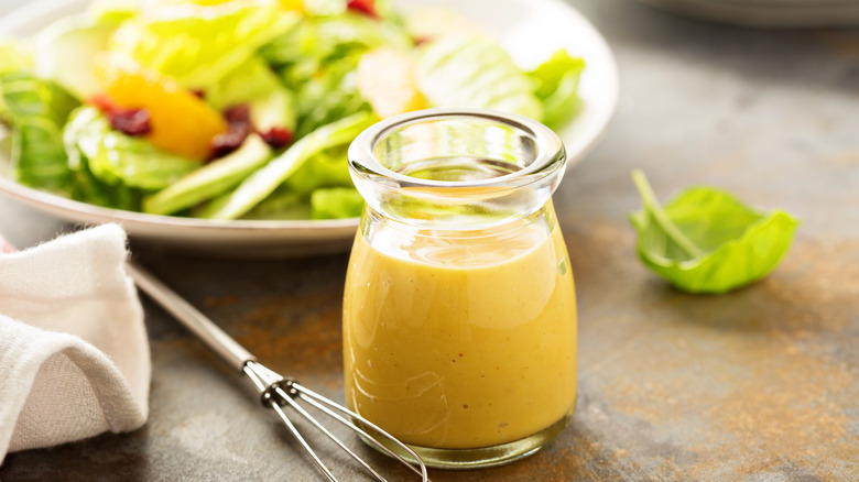 honey mustard dressing and green salad
