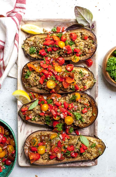 Eggplant Boats - Vegan Greek Recipes